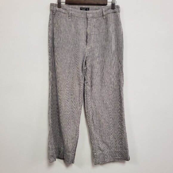 Abercrombie & Fitch Womens Annie Wide Leg Costal Linen Pants Size 8 Gray Preppy - Picture 1 of 11